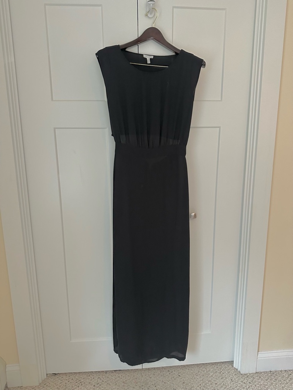 Leith Black Sleeveless Pleated Maxi Dress